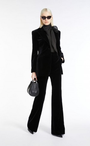 Blezery Max Mara Bawełniane Velvet Czarne | MMR594073