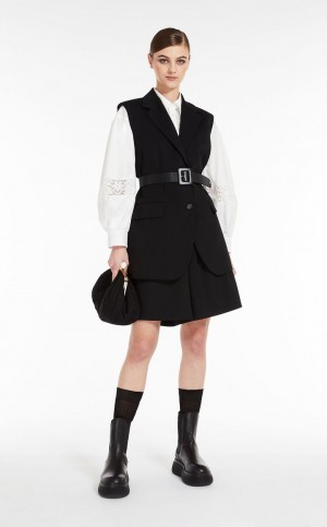 Blezery Max Mara Belted Jersey Waistcoat Czarne | MMR594097