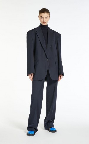 Blezery Max Mara Gabardine Granatowe | MMR594031