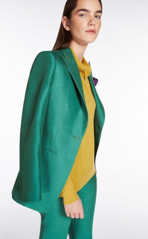Blezery Max Mara Wełna And Silk Double-fabric Zielone | MMR594029
