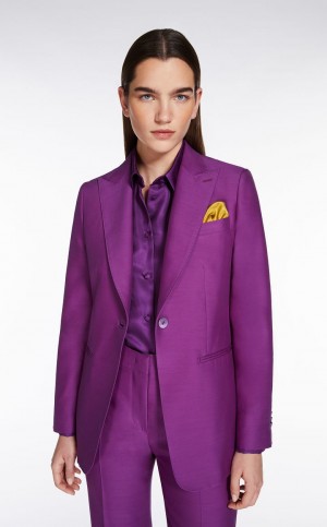 Blezery Max Mara Wełna And Silk Double-fabric Fioletowe | MMR594030