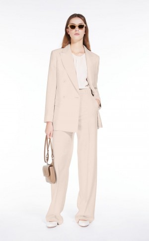 Blezery Max Mara Wełna Satin Crepe Głęboka Różowe | MMR594092