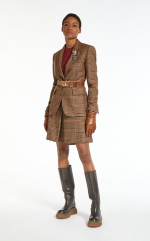 Blezery Max Mara Wełna Twill Brązowe | MMR594050