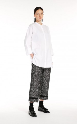 Bluzka Max Mara Bawełniane Oxford Białe | MMR593563