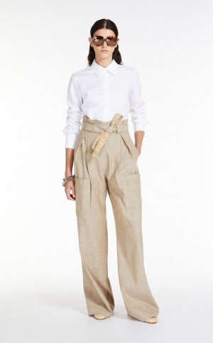 Bluzka Max Mara Bawełniane Poplin Białe | MMR593548