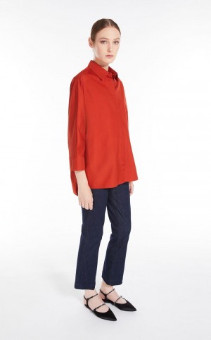 Bluzka Max Mara Bawełniane Poplin Pomarańczowe | MMR593566