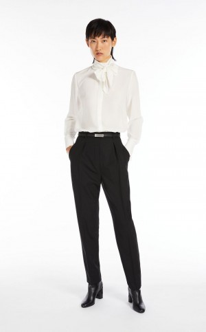 Bluzka Max Mara Crepe De Chine Białe | MMR593574