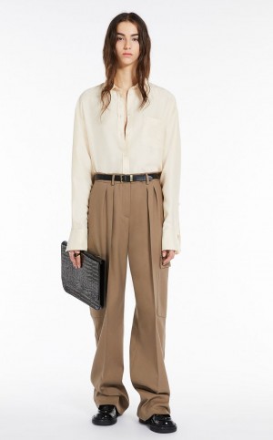 Bluzka Max Mara Long In Habotai Silk Białe | MMR593552