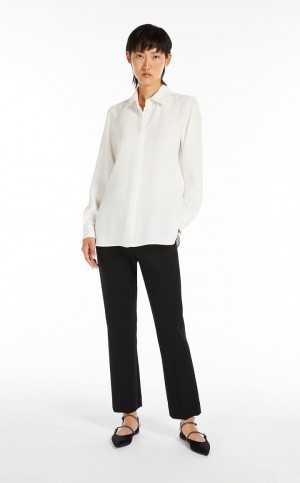 Bluzka Max Mara Oversized Cady Białe | MMR593571