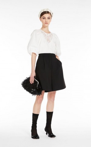 Bluzka Max Mara Poplin With Embroidery Białe | MMR593616