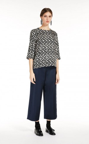 Bluzka Max Mara Printed Silk Jasny | MMR593623