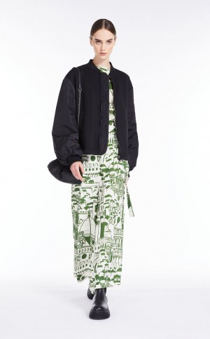Bluzka Max Mara Printed Silk Zielone | MMR593592