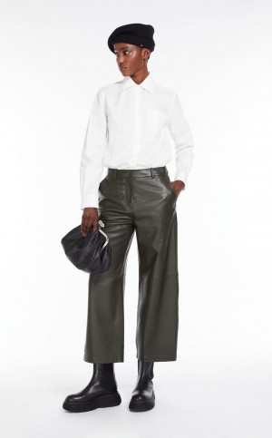 Bluzka Max Mara Shirt In Bawełniane Poplin Białe | MMR593558