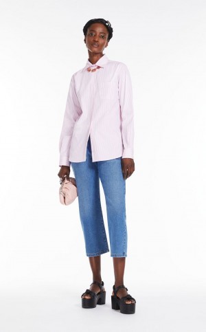 Bluzka Max Mara Shirt In Bawełniane Poplin Różowe | MMR593565