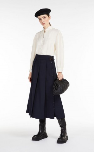 Bluzka Max Mara Silk Białe | MMR593600