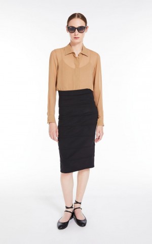Bluzka Max Mara Silk Georgette Brązowe | MMR593595