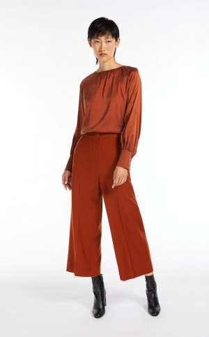 Bluzka Max Mara Silk Satin Pomarańczowe | MMR593630