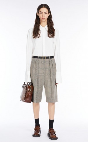 Bluzka Max Mara Silk-blend Białe | MMR593559