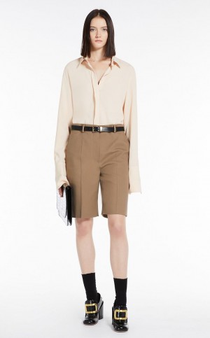 Bluzka Max Mara Silk-blend Głęboka Różowe | MMR593560