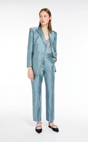 Bluzka Max Mara Viscose Crepon Głęboka Niebieskie | MMR593555