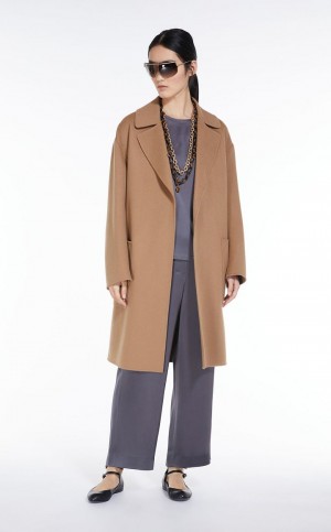 Bluzka Max Mara Viscose-blend Satin Głęboka Niebieskie | MMR593608