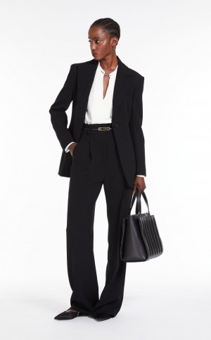 Bluzka Max Mara Żebrowany Crepe De Chine Białe | MMR593619