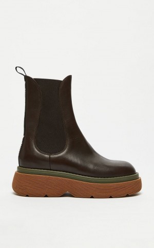 Botki Max Mara Skórzane Ciemny Brązowe | MMR594191