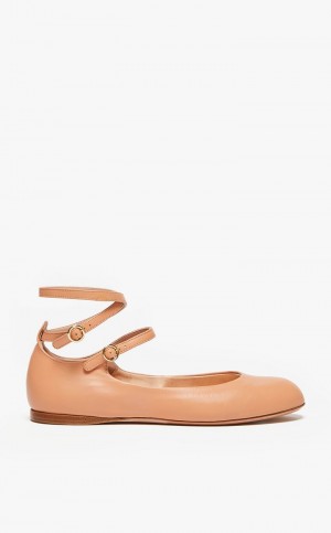 Buty Płaskie Max Mara Nappa Skórzane Ballet Kremowe | MMR594221