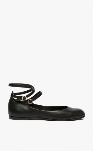 Buty Płaskie Max Mara Nappa Skórzane Ballet Czarne | MMR594226