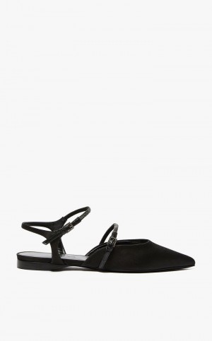 Buty Płaskie Max Mara Satin Ballet Czarne | MMR594223