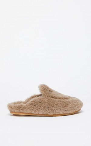 Buty Płaskie Max Mara Teddy Mules Brązowe | MMR594218