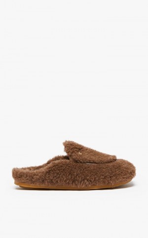 Buty Płaskie Max Mara Teddy Mules Brązowe | MMR594219