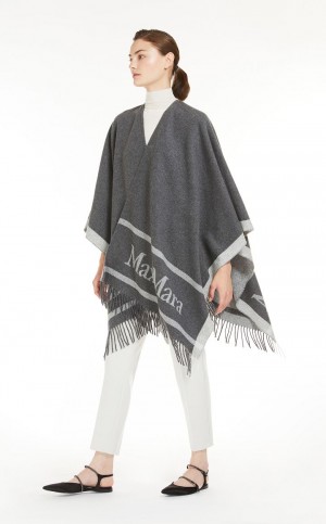 Capses Max Mara Jacquard Wełna Poncho Głęboka Szare | MMR593950