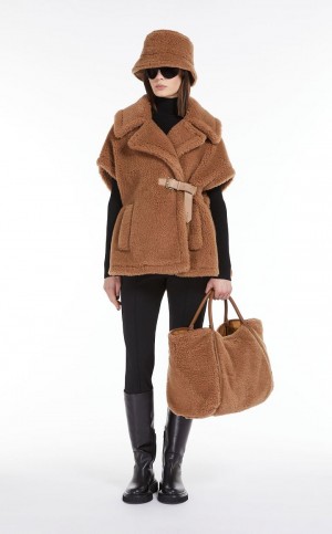 Capses Max Mara Teddy Fabric Gilete Brązowe | MMR593960