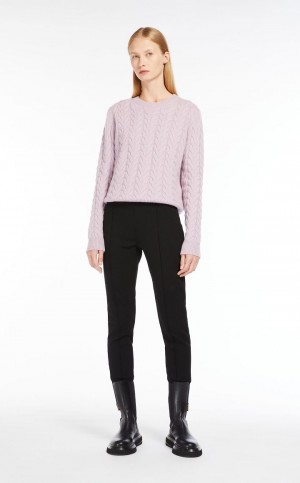 Dzianina Max Mara Cable Cashmere Fioletowe | MMR593420