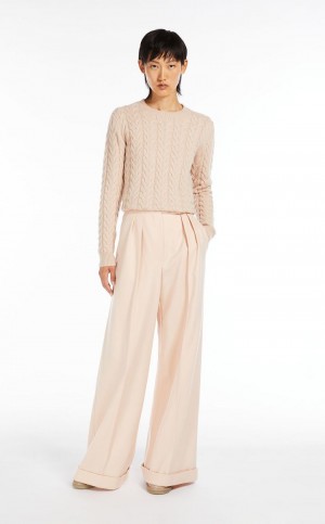 Dzianina Max Mara Cable Cashmere Różowe | MMR593432