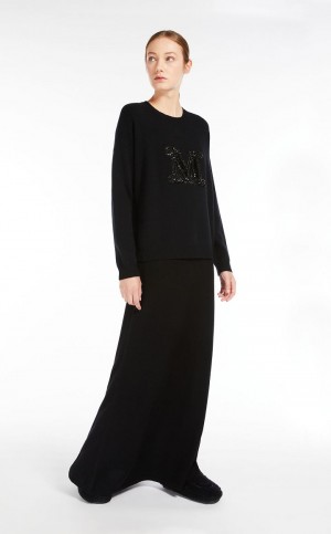 Dzianina Max Mara Jewel Embroidered Cashmere Czarne | MMR593424