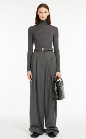 Dzianina Max Mara Pure Virgin Wełna Mock Polo-neck Głęboka Szare | MMR593471