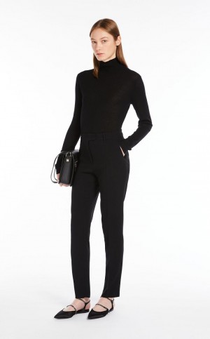 Dzianina Max Mara Rib Wełna And Silk Polo-neck Czarne | MMR593466