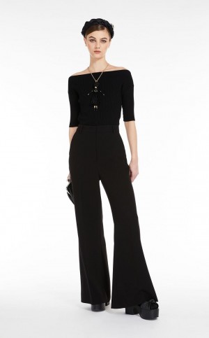 Dzianina Max Mara Top In Żebrowany Viscose Yarn Czarne | MMR593457