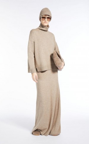 Dzianina Max Mara Wełna And Cashmere Pullover Brązowe | MMR593472