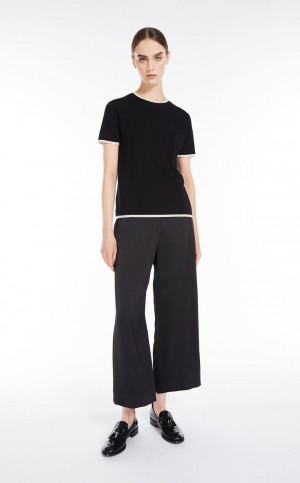 Dzianina Max Mara Wełna Yarn T-shirt Czarne | MMR593455