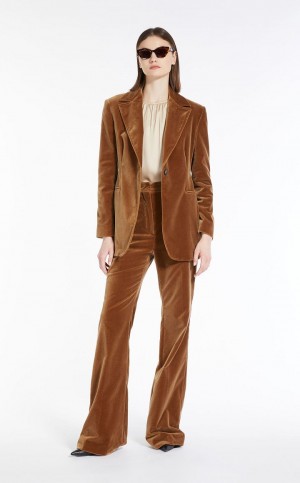 Garnitur Max Mara Bawełniane Velvet Brązowe | MMR593500