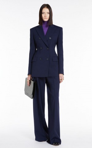 Garnitur Max Mara Blazer In Natural Stretch Pure Wełna Granatowe | MMR593476