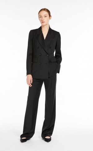 Garnitur Max Mara Double-breasted Wełna Czarne | MMR593518