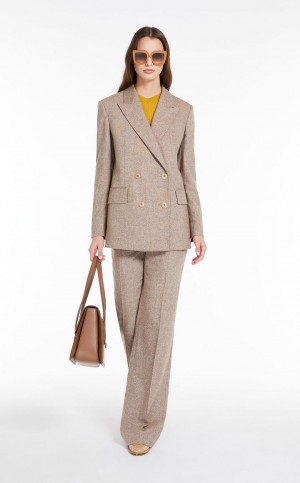 Garnitur Max Mara Flared Stretch Wełna Brązowe | MMR593533