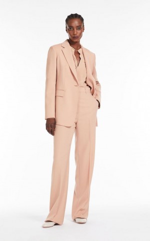 Garnitur Max Mara Long Wełna Crepe Brązowe | MMR593534