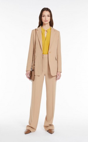 Garnitur Max Mara Single-breasted Wełna Brązowe | MMR593498
