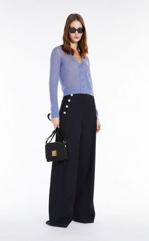 Garnitur Max Mara Wełna Blend Palazzo Granatowe | MMR593522