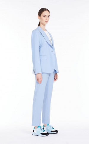 Garnitur Max Mara Wełna Cigarette-cut Głęboka Niebieskie | MMR593504